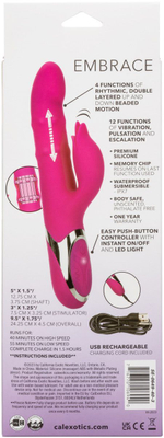 Розовый вибромассажер-кролик Enchanted Embrace с массажем бусин (Цвет: розовый)