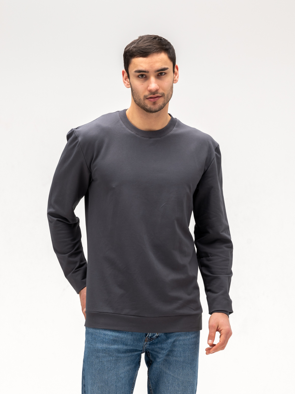 Лонгслив мужской хлопковый. Графит