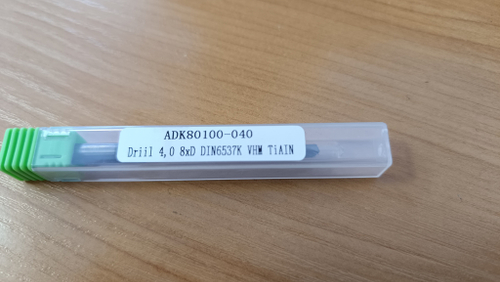 Сверло 4,0 8xD DIN6537K VHM TiAlN ADK801-040