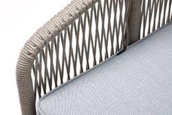 "Канны" кресло плетеное из роупа, каркас алюминий светло-серый (RAL7035) муар, роуп серый меланж круглый, ткань светло-серая