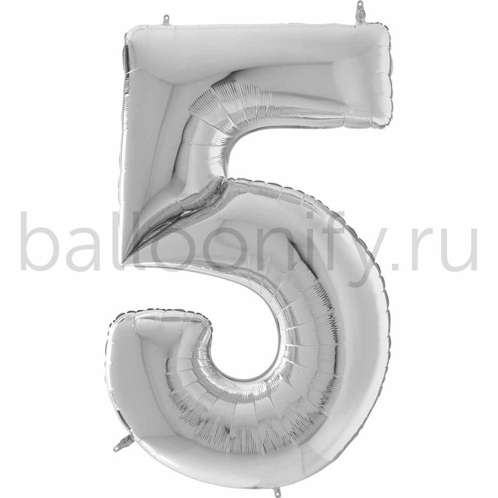 Шар ЦИФРА 5 Silver 64" 163 см