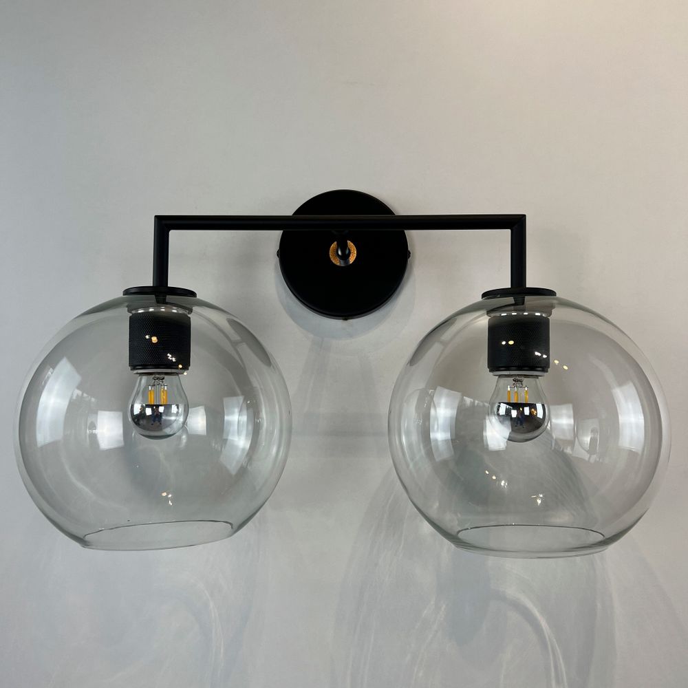 Бра Rh Utilitaire Globe Shade Double Sconce Black By Imperiumloft