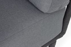 "Верона" диван модульный плетеный из роупа, каркас алюминий темно-серый (RAL7024) муар, роуп темно-серый круглый, ткань темно-серая 027