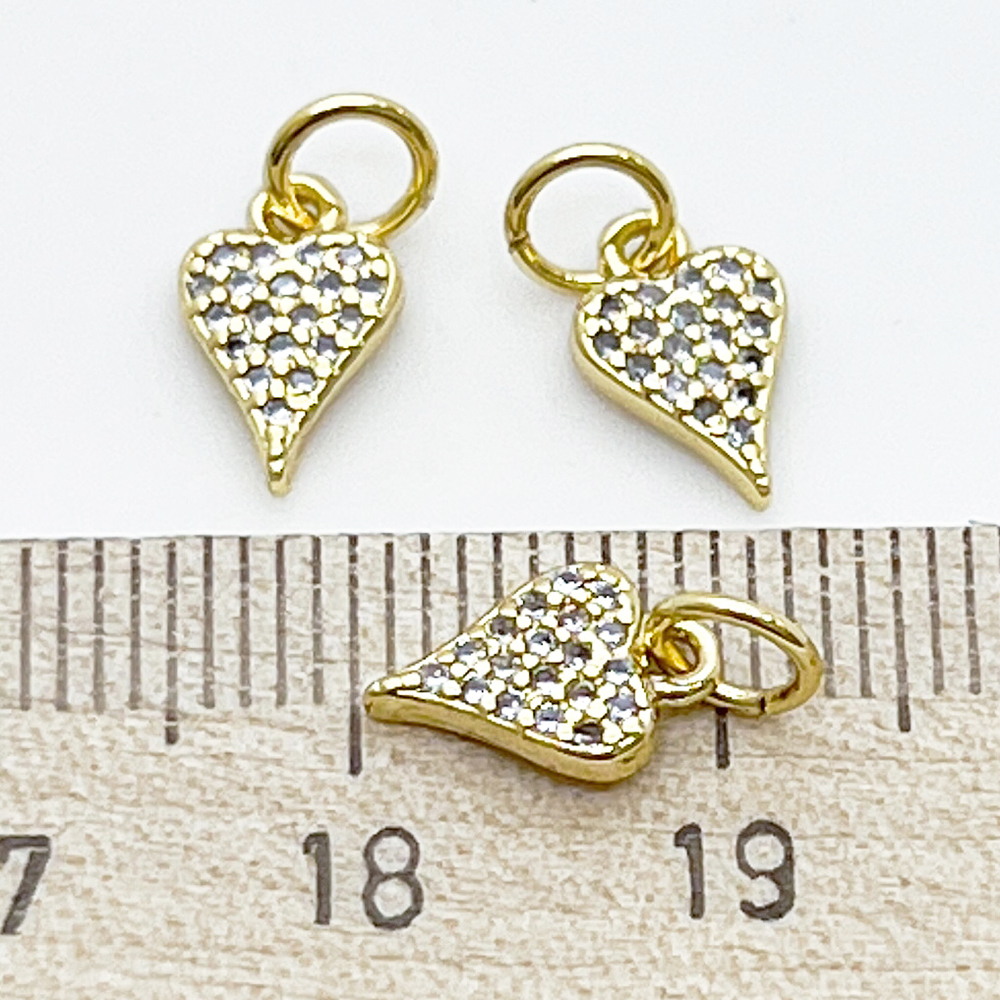 Подвеска Сердце, позолота, фианиты, размер 9*6 мм, цена за 1 шт
