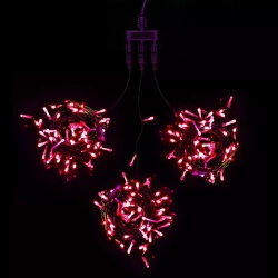 Комплект мерцающих гирлянд на деревья 60 м., 3 луча по 20 м, 24V, 600 красных LED ламп, черный ПВХ, LTC (KDD600BLW-11-1R)