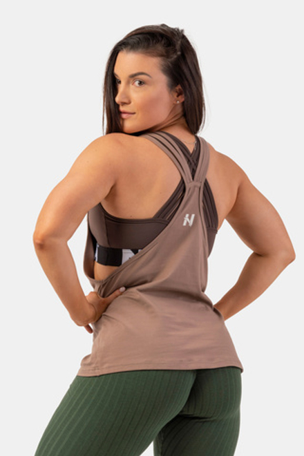 Майка SLEEVELESS LOOSE CROSS BACK TANK TOP "FEELING GOOD" 419 Бежевая