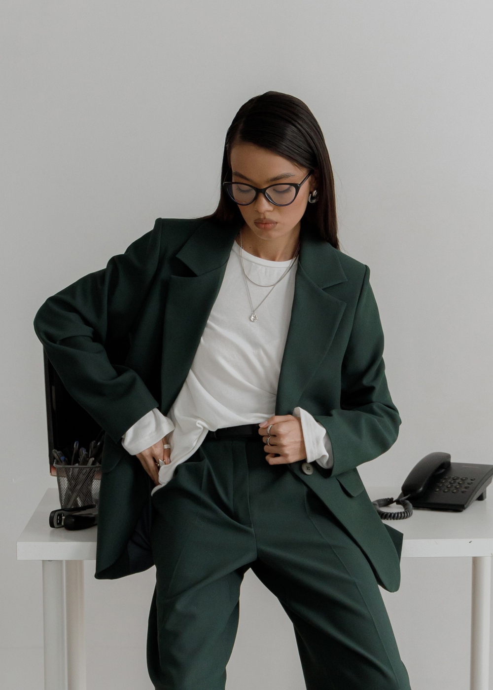Жакет BOSSY однобортный, пихта