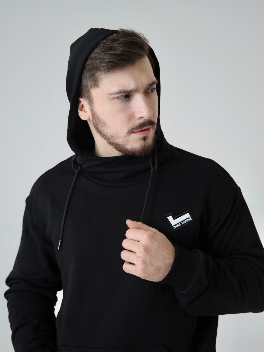 Худи черное Город Горький мужское вышивка