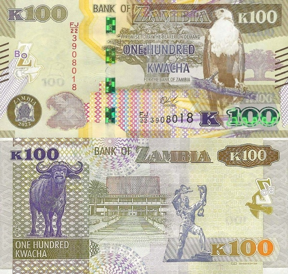 Замбия 100 квача 2015-2022 Мыс Буффало UNC