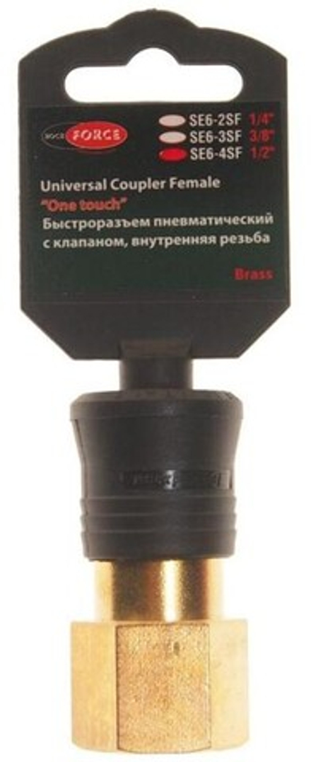 Быстроразъем RF-SE6-4SF пневматический с клапаном, внутренняя резьба 1/2" (ONE TOUCH) в пластиковом держателе ROCKFORCE