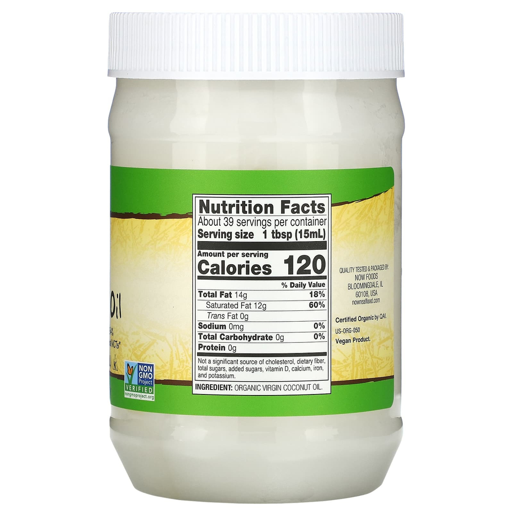 NOW Foods, Real Food, органическое кокосовое масло холодного отжима, 591 мл (20 жидк. унций)