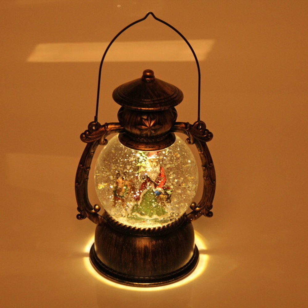 Сувенир с подсветкой Christmas «Лампа Дед Мороз с оленем» 20 см (без музыки)