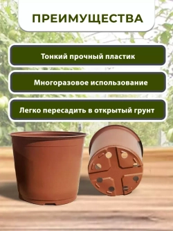 Горшки для цветов набор пластиковые 2 Литра , 100 ШТ