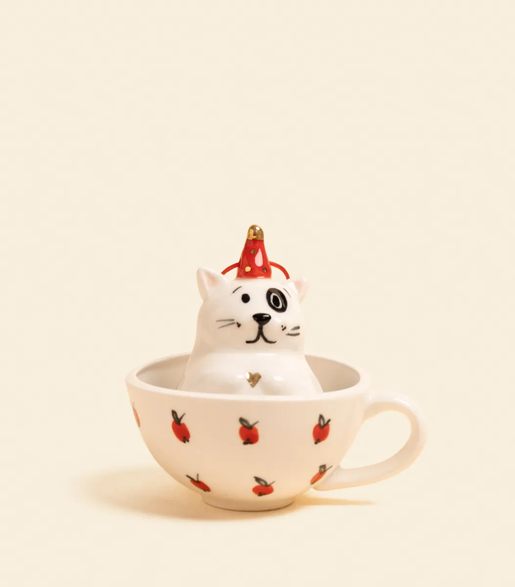 Ёлочная игрушка – Кот в чашке | Александра Маврина