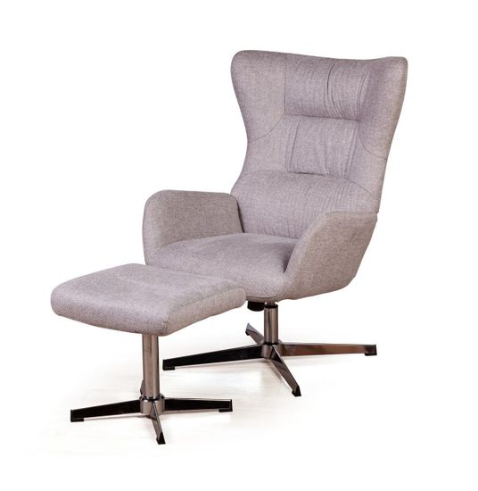 Кресло качалка с вращением и оттоманкой ANDREA цвет серый