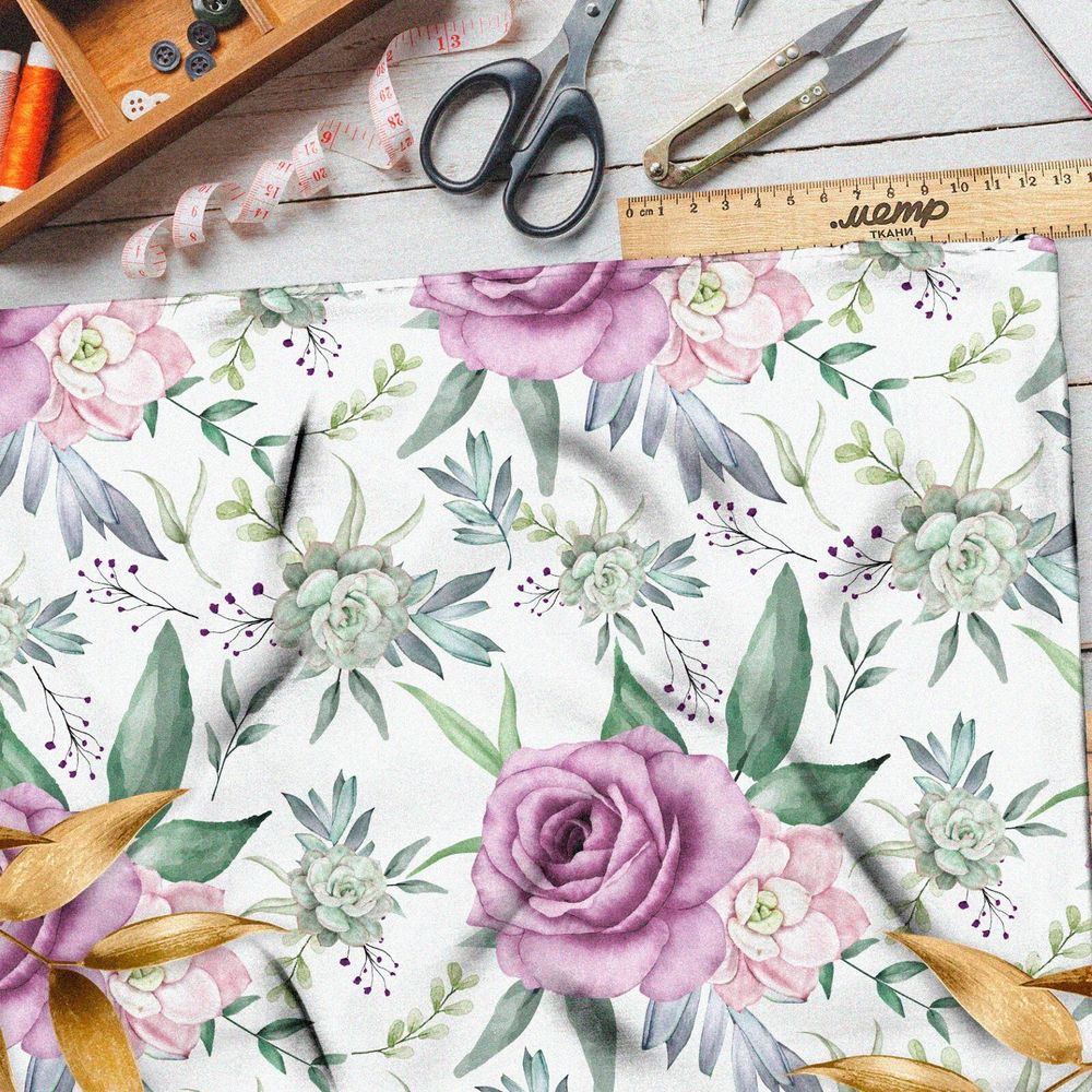 Ткань бифлекс цветочный купаж