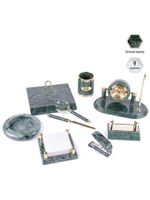 Набор настольный Delucci 9 предметов, зеленый мрамор