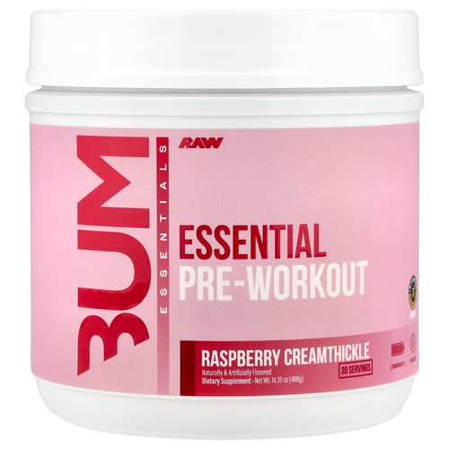 Raw Nutrition, Bum Essentials, предтренировочный комплекс, со вкусом малины и кремовой пасты, 408 г (14,39 унции)