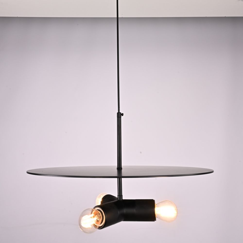Люстра Rh Utilitaire Disk Triple Pendant Black By Imperiumloft