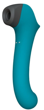 Бирюзовый вакуумный вибростимулятор с нагреваемой ручкой Halo 2 - 22,5 см.