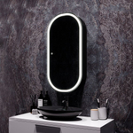Зеркало-шкаф с подсветкой Savage, 50х100 см (сенсорный выключатель, черный корпус)