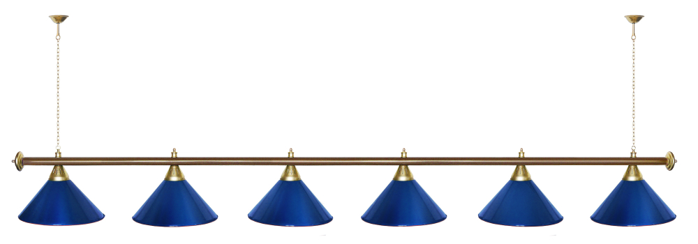 Лампа STARTBILLIARDS 6 пл. (плафоны зеленые,штанга зеленая,фурнитура золото)