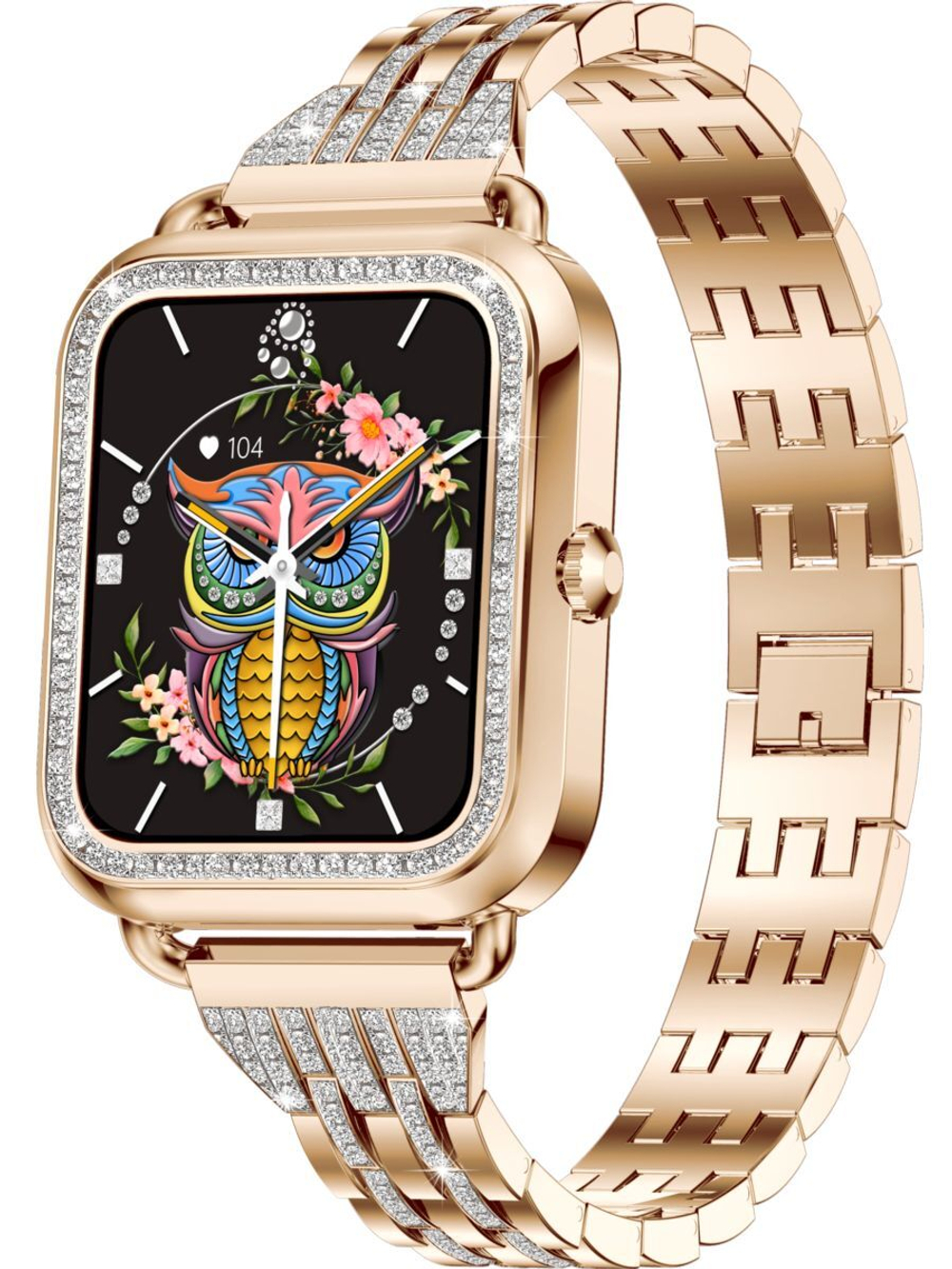 Смарт часы PARASMART Asteria i68 (блочный браслет со стразами, золотистый)