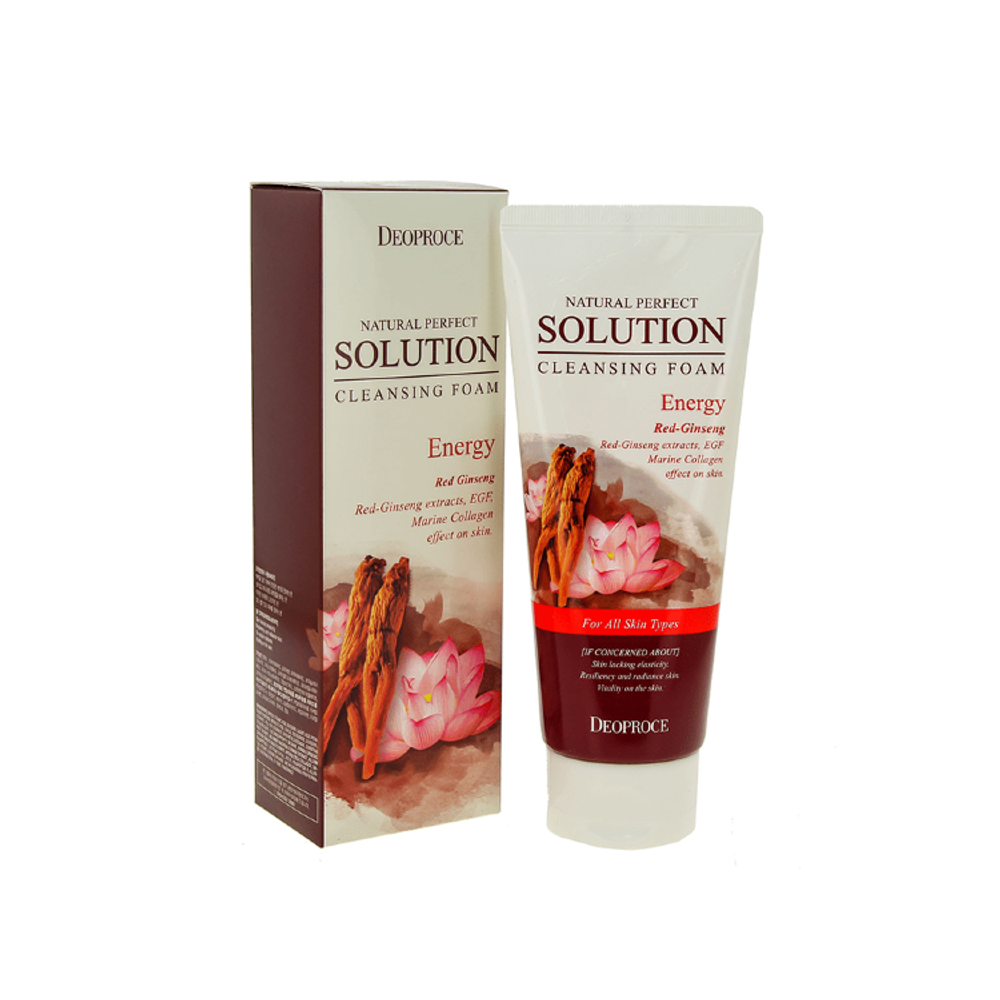 Пенка для умывания красный женьшень Deoproce Natural Perfect Solution Cleansing Foam Energy 170 гр.