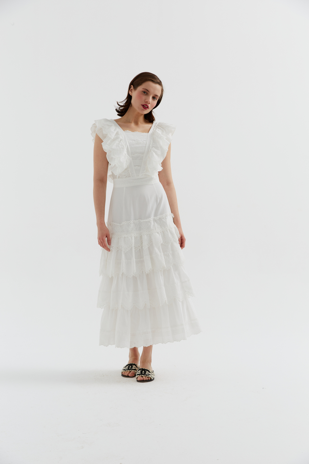 Платье макси с оборками