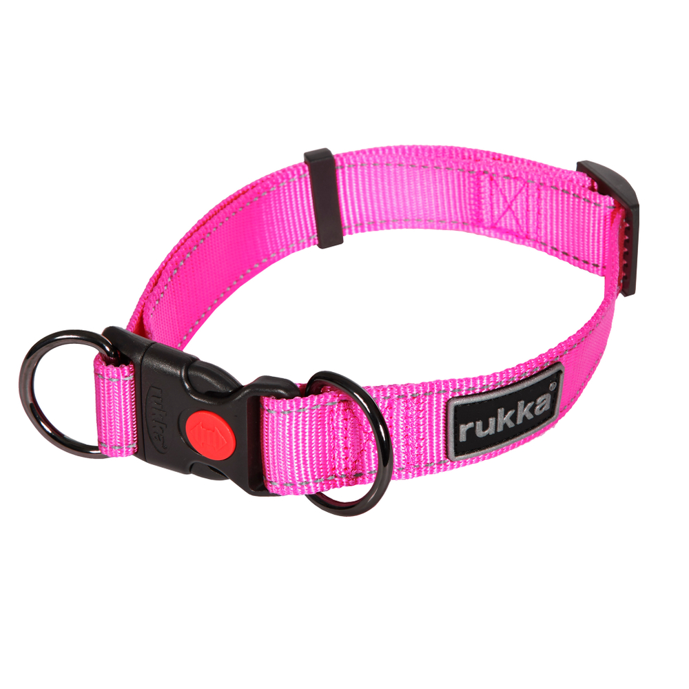 60119 Ошейник двойного типа RUKKA PETS BLISS NEON COLLAR, цвет неон розовый (638)