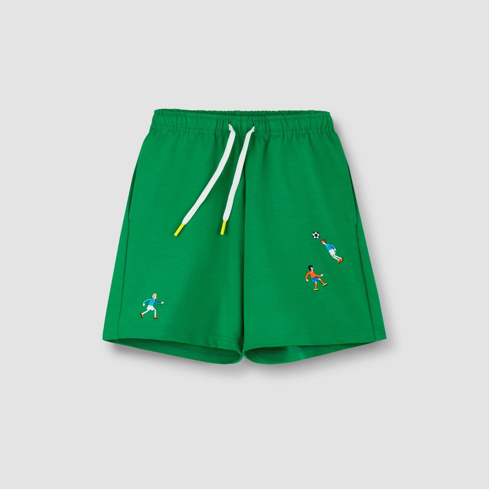 Шорты из зеленого цвета с вышивкой "Матч"