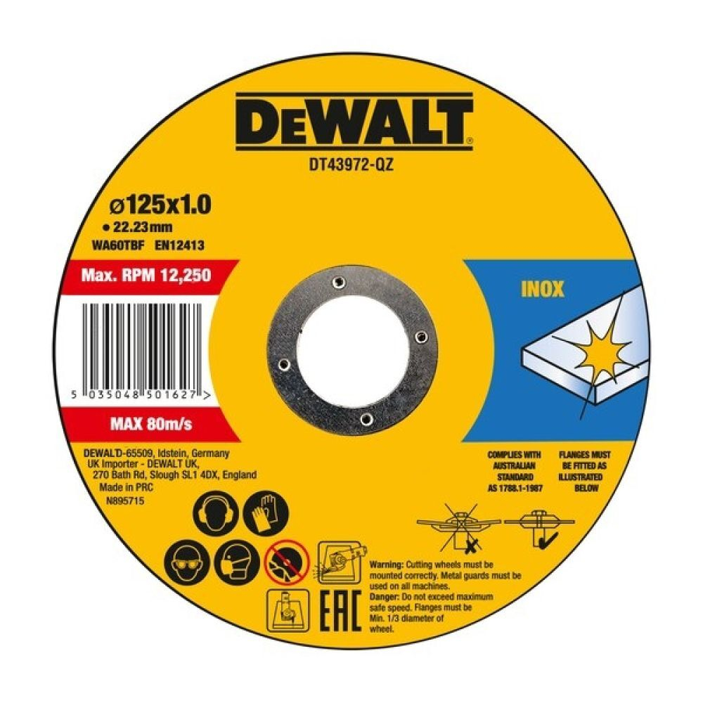 DEWALT DT43972 Диски металлические 10 шт, 125x1мм, желтый