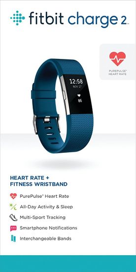 Умный фитнес-браслет Fitbit Charge 2, Синий (L), FB407SBUL-EU