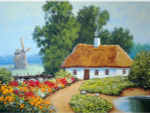 Алмазная мозаика 30х40см. "Домик на хуторе" блест. с полн.заполнен.на подрам.(Арт. НД-0544)
