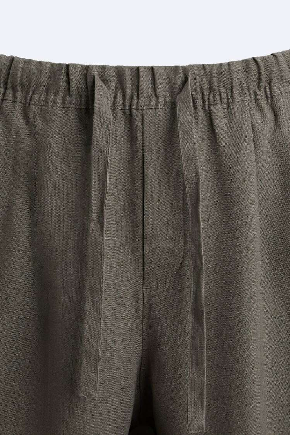 ZARA БРЮКИ-ДЖОГГЕРЫ ИЗ 100% ЛЬНА, СВЕТЛЫЙ ХАКИ