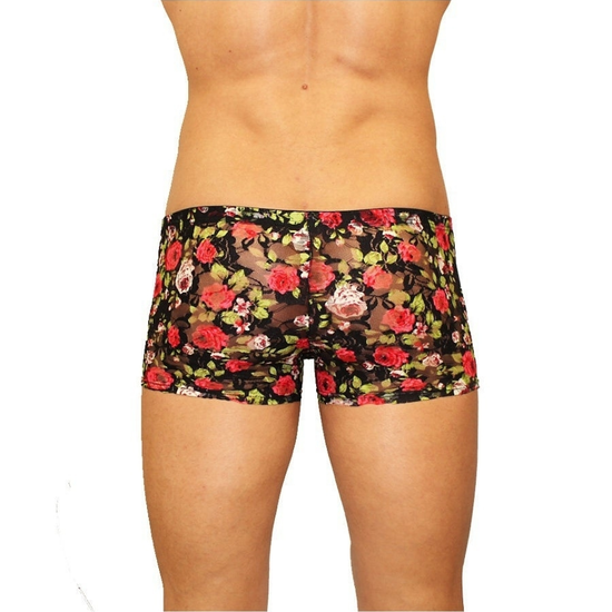 Мужские трусы боксеры черные с красными розами Romeo Rossi Rose Boxer RR00230