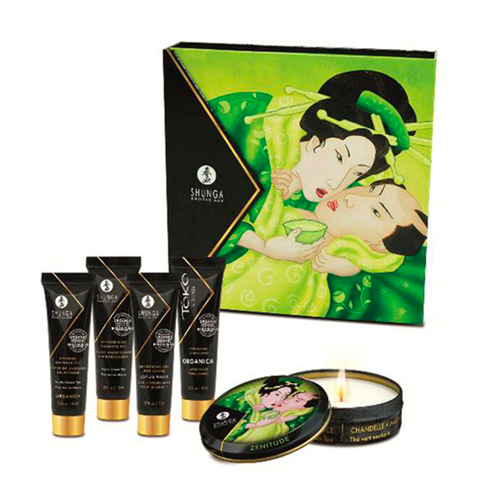 Подарочный набор интимной косметики из 5 предметов Экзотический зеленый чай Shunga Geishas Secret