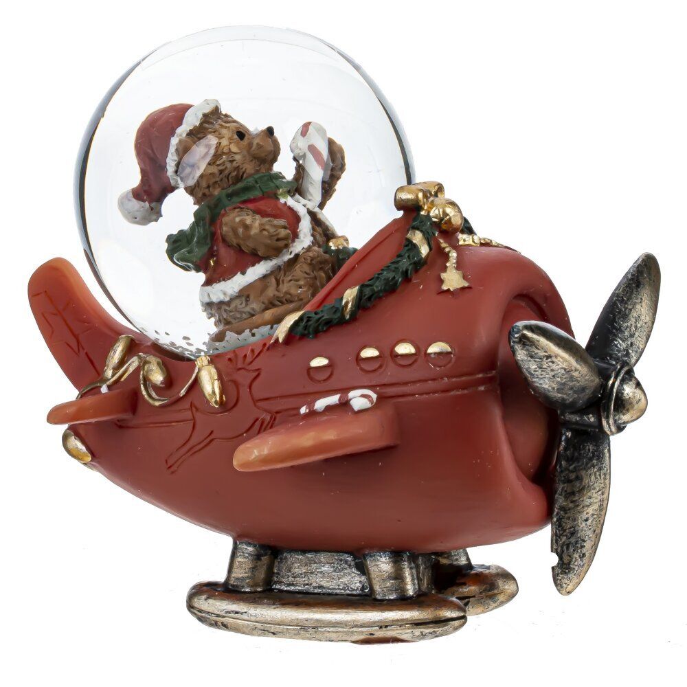 GAEM Фигурка декор в стекл шаре "Дед Мороз на самолете", D 4.5 см, L8 W6,5 H8 см, 2в.
