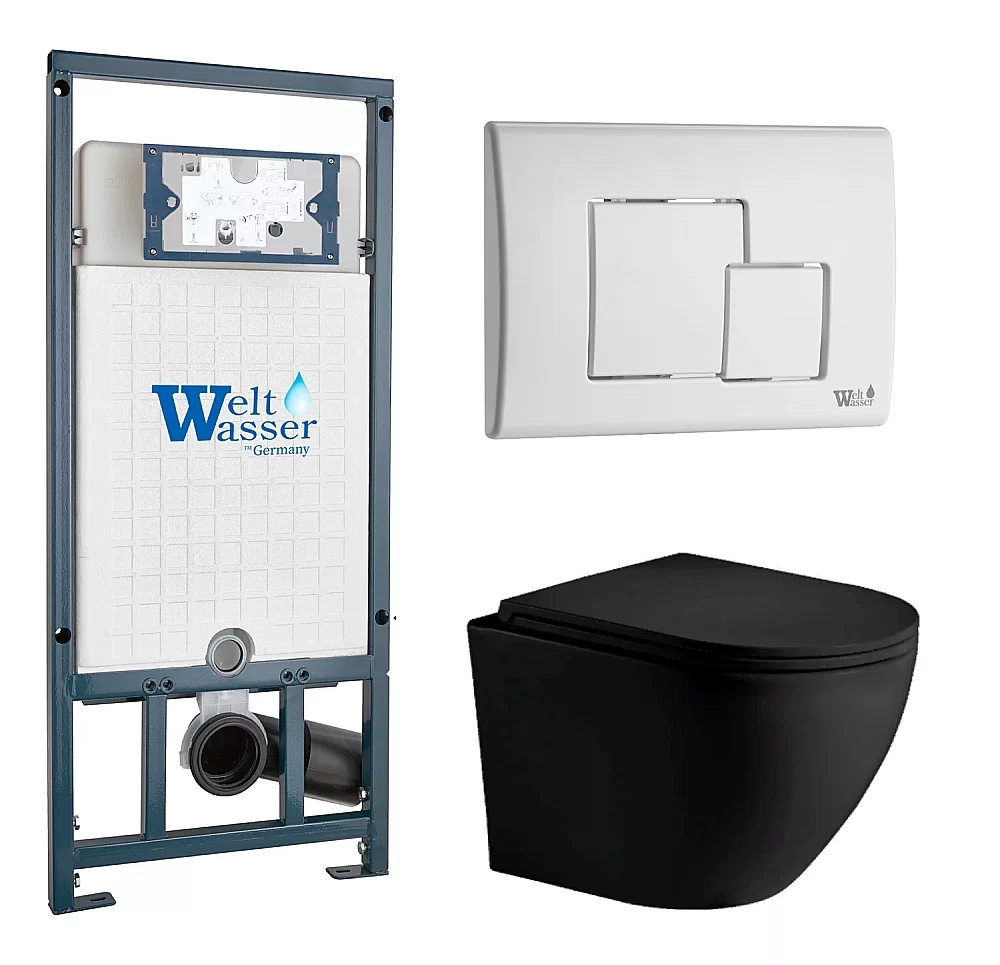 Унитаз с инсталляцией WeltWasser MARBERG 507 + MERZBACH 043 MT-BL + MAR 507 SE GL-WT