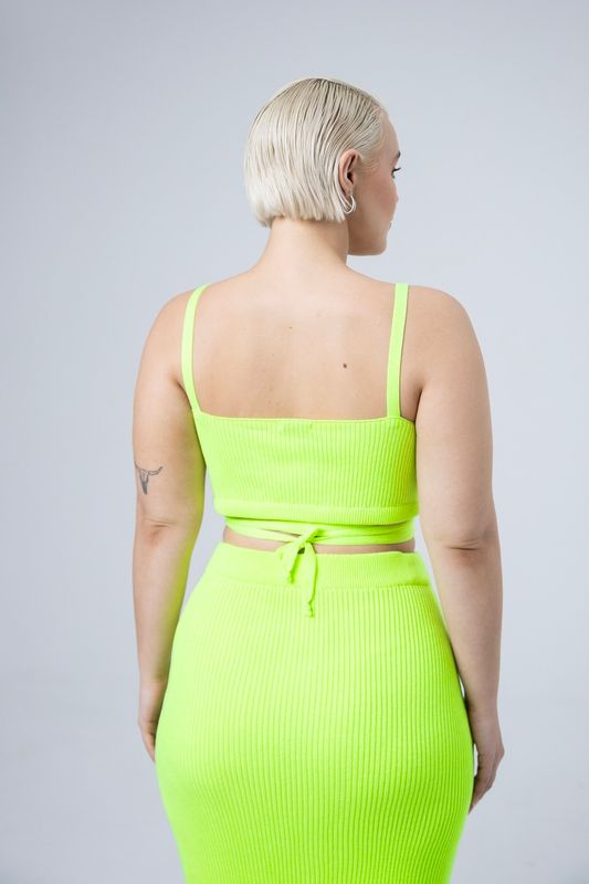 Кроп-топ рваный, кислотный желтый неон