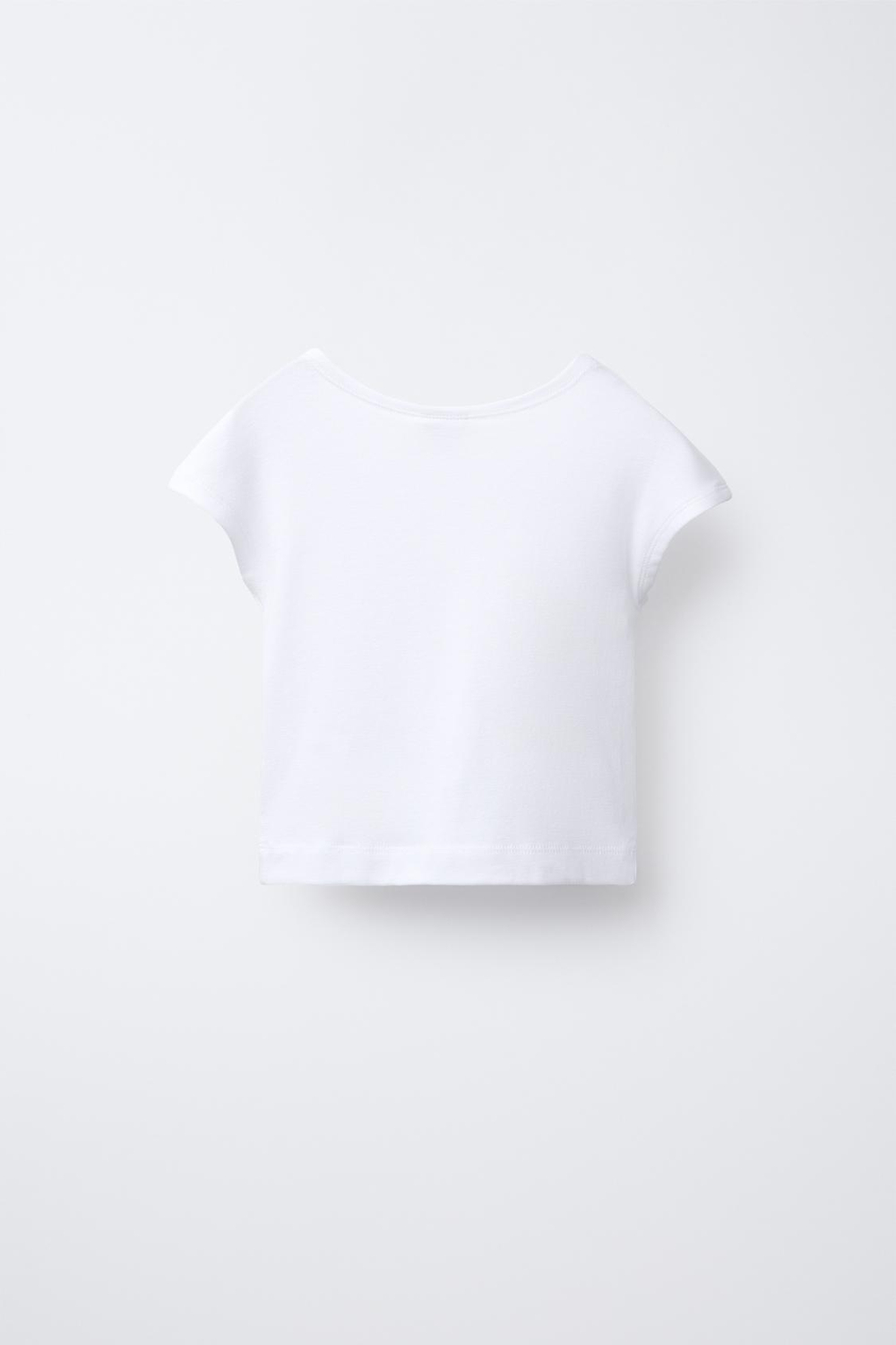 ZARA ФУТБОЛКА ИЗ ХЛОПКА И МОДАЛА, БЕЛЫЙ