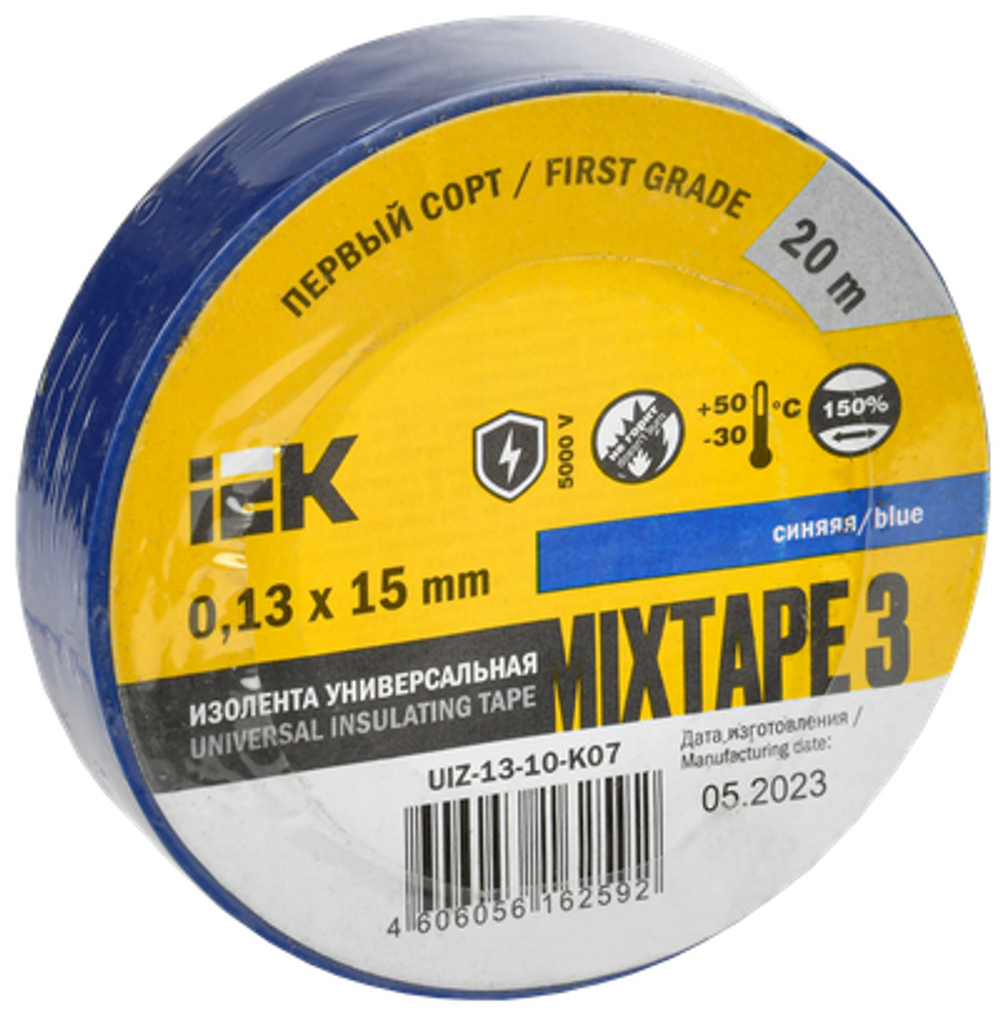 MIXTAPE 3 Изолента 0,13х15мм синяя 20м IEK