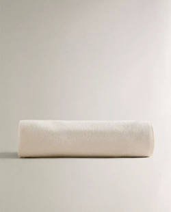 ZARA HOME ПЛЯЖНОЕ ПОЛОТЕНЦЕ ИЗ ХЛОПКА С БАХРОМОЙ, ЭКРЮ