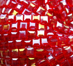 БВ008ДС6 Хрустальные бусины квадратные, цвет: ярко-красный AB прозрачный, 6 мм, кол-во: 25 шт.