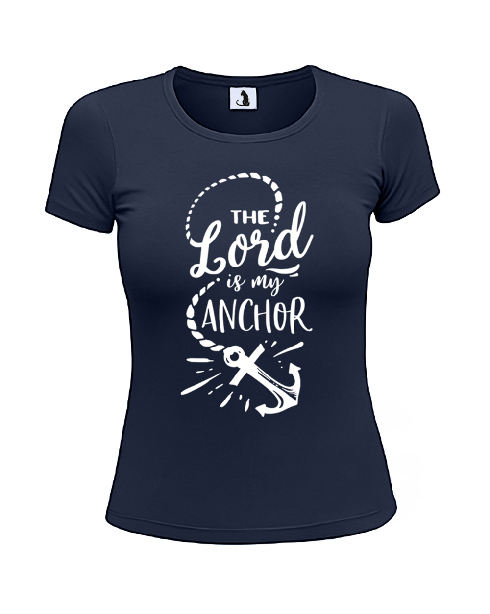 Футболка The Lord is my anchor женская приталенная темно-синяя