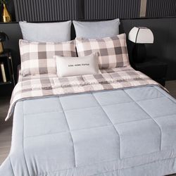 Комплект постельного белья с одеялом Сатин Велюрия Люкс «Северное небо»