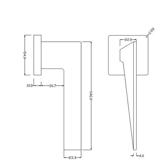 Размеры дверной ручки MIRAGE ZN