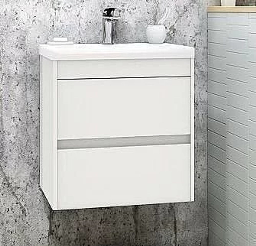 Тумба с раковиной Art&Max FAMILY_500_2C_SO_BL белый глянцевый
