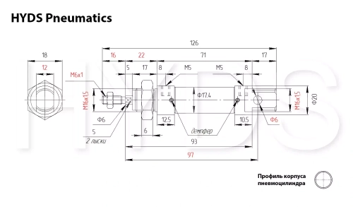 DSNU-16-15-PPV-A Пневмоцилиндр