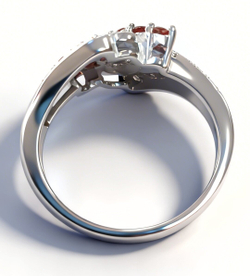 Ювелирное кольцо из серебра 925 пробы,вставка гранат,фианиты,размер 17.5